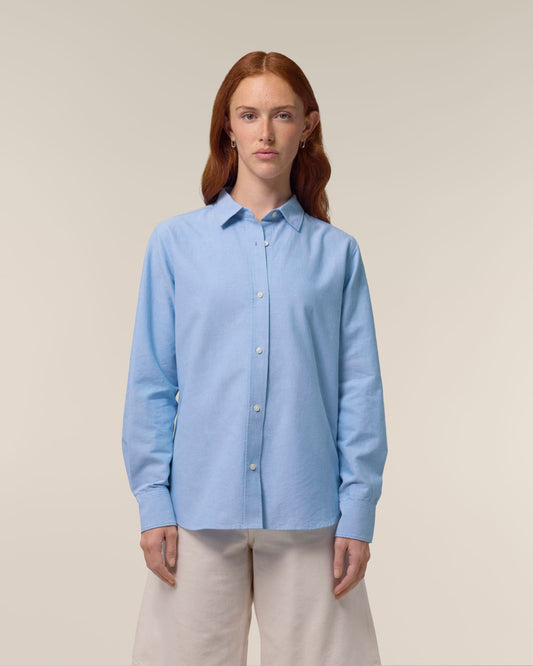 Organic Cotton Oxford Long Sleeve Shirt — Womens