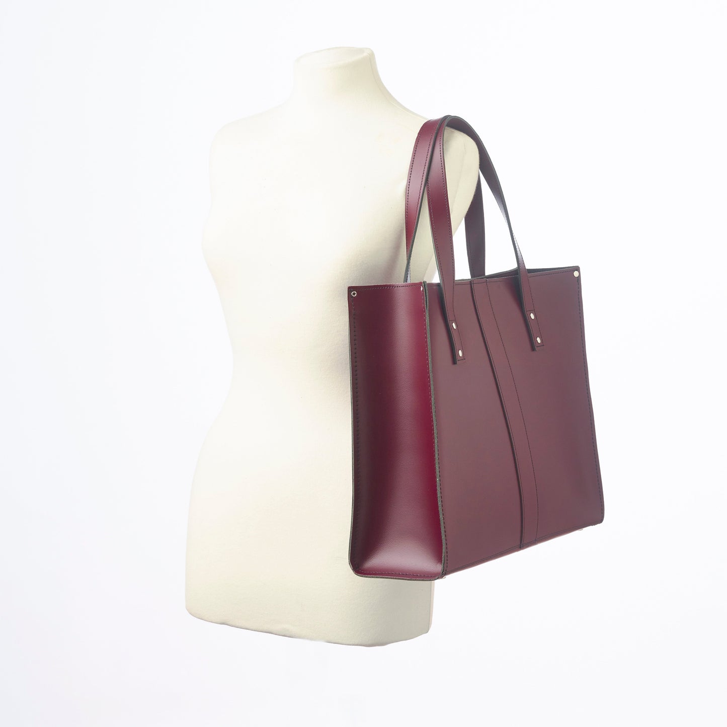 Handmade Leather Shopper – Marsala Red