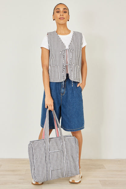 The Gingham Quilted Shopper – Black