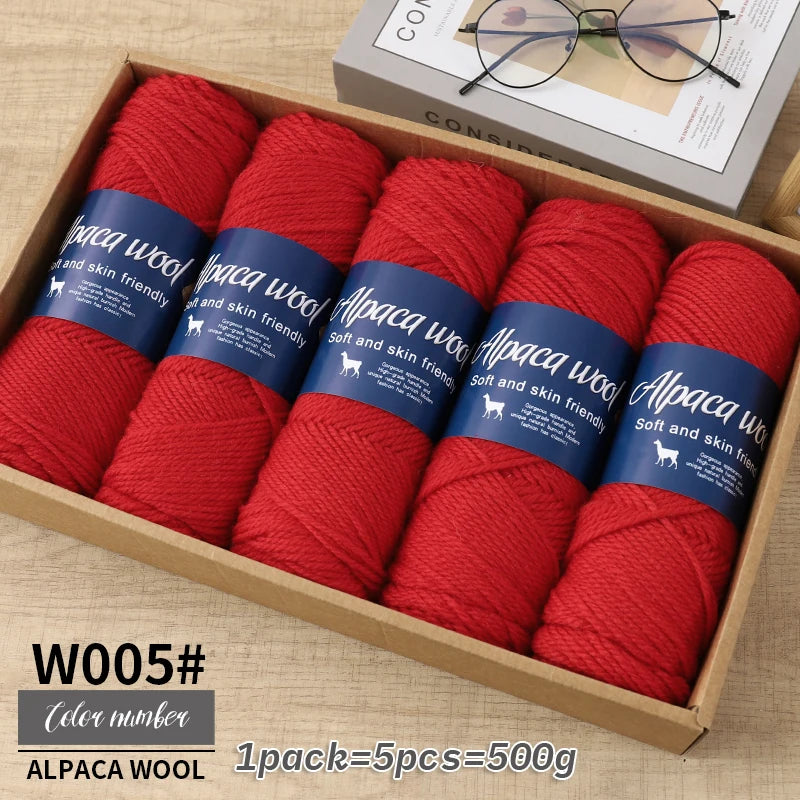 Coarse Alpaca Wool Yarn – 5 x 100g Skeins (500g)