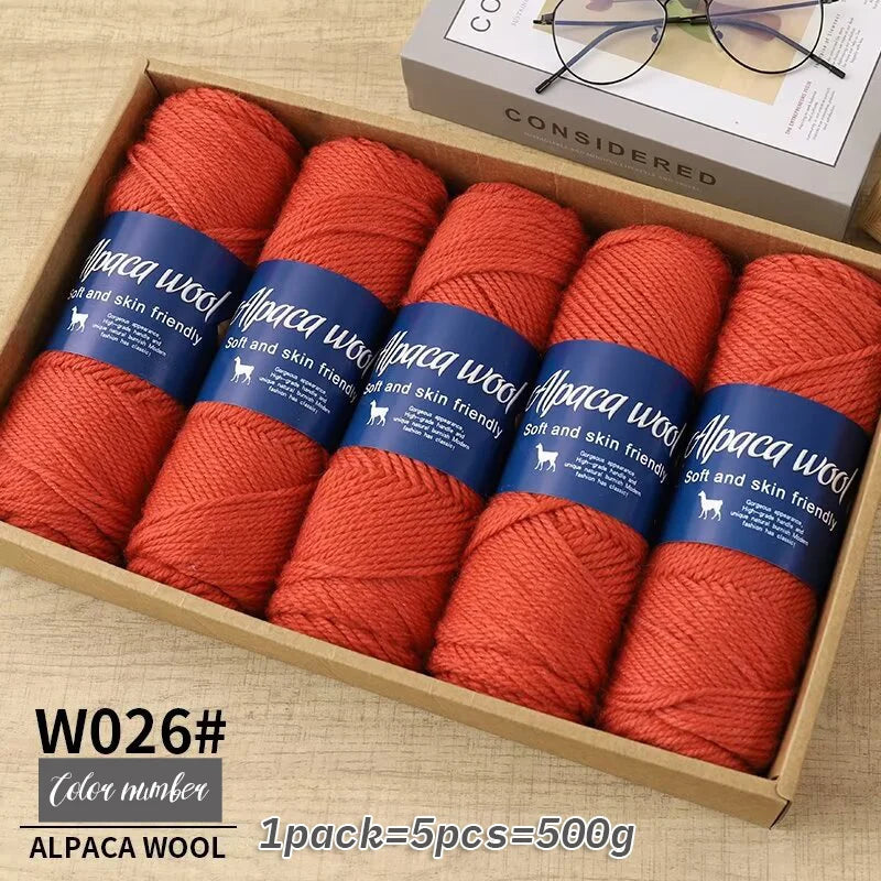 Coarse Alpaca Wool Yarn – 5 x 100g Skeins (500g)