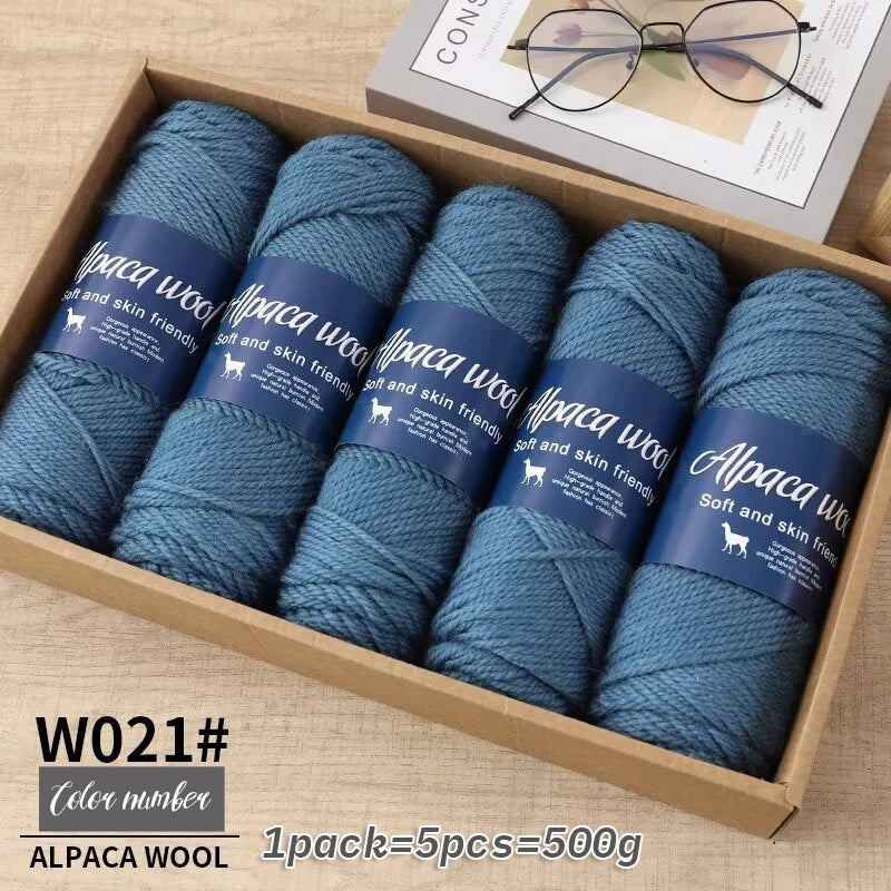 Coarse Alpaca Wool Yarn – 5 x 100g Skeins (500g)