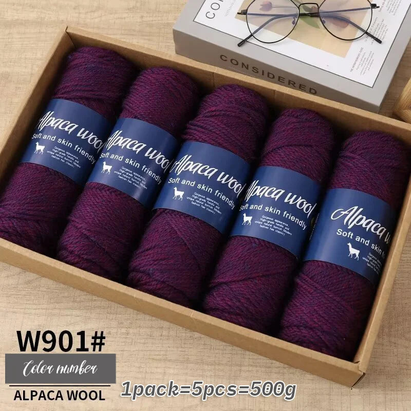 Coarse Alpaca Wool Yarn – 5 x 100g Skeins (500g)
