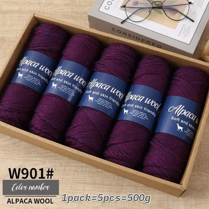 Coarse Alpaca Wool Yarn – 5 x 100g Skeins (500g)
