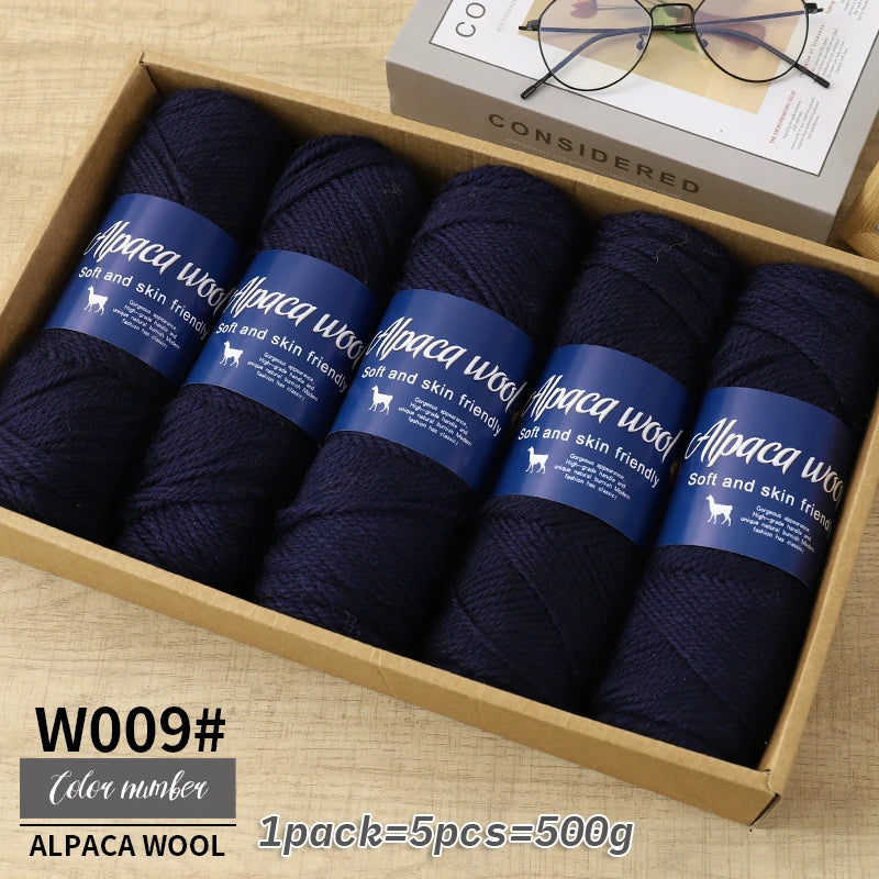 Coarse Alpaca Wool Yarn – 5 x 100g Skeins (500g)