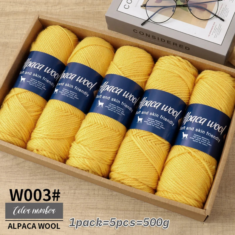 Coarse Alpaca Wool Yarn – 5 x 100g Skeins (500g)