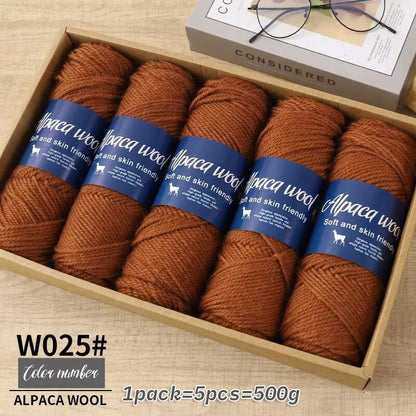 Coarse Alpaca Wool Yarn – 5 x 100g Skeins (500g)