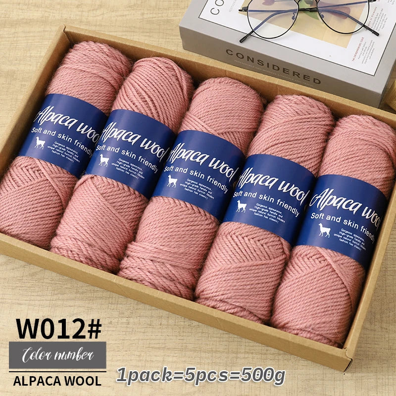 Coarse Alpaca Wool Yarn – 5 x 100g Skeins (500g)