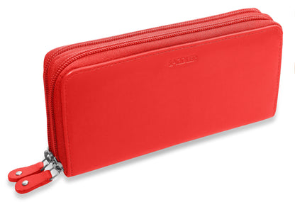 Gabriella RFID Leather Double Zip Around Purse - Bascora