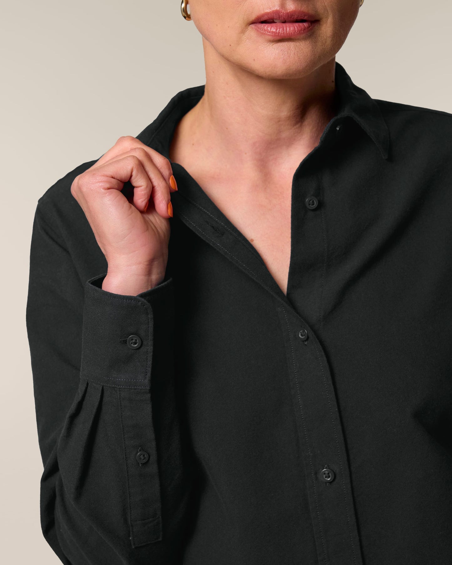 Organic Cotton Oxford Long Sleeve Shirt — Womens