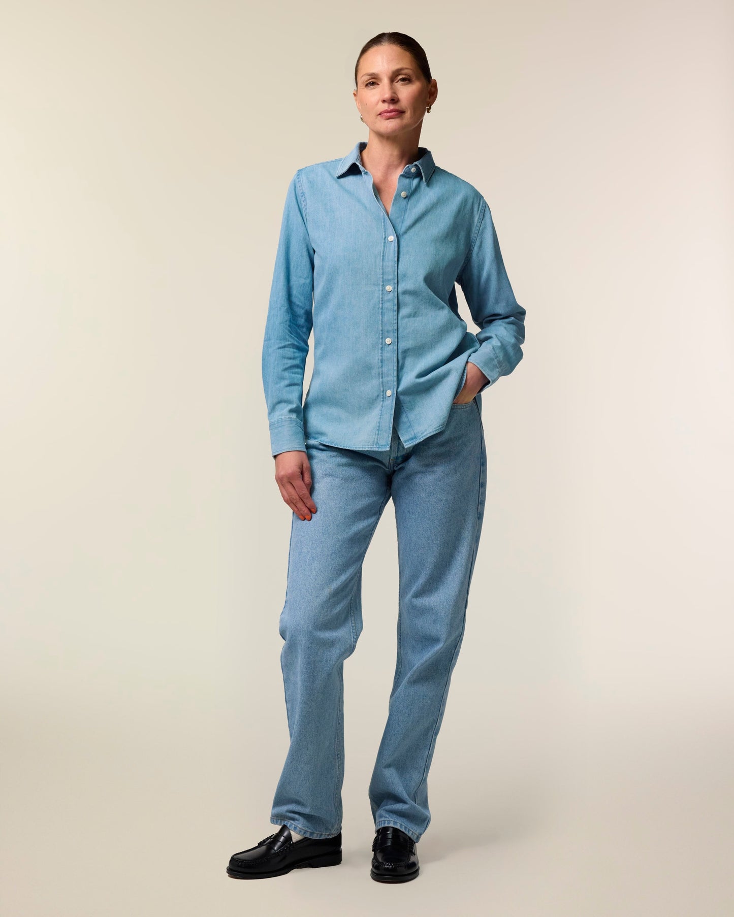 Organic Cotton Long Sleeve Denim Shirt – Women's