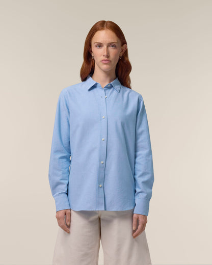 Organic Cotton Oxford Long Sleeve Shirt — Womens