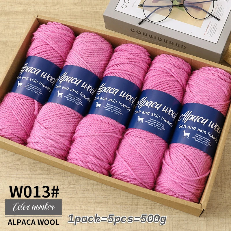 Coarse Alpaca Wool Yarn – 5 x 100g Skeins (500g)
