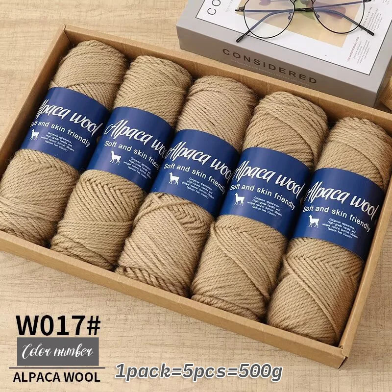 Coarse Alpaca Wool Yarn – 5 x 100g Skeins (500g)