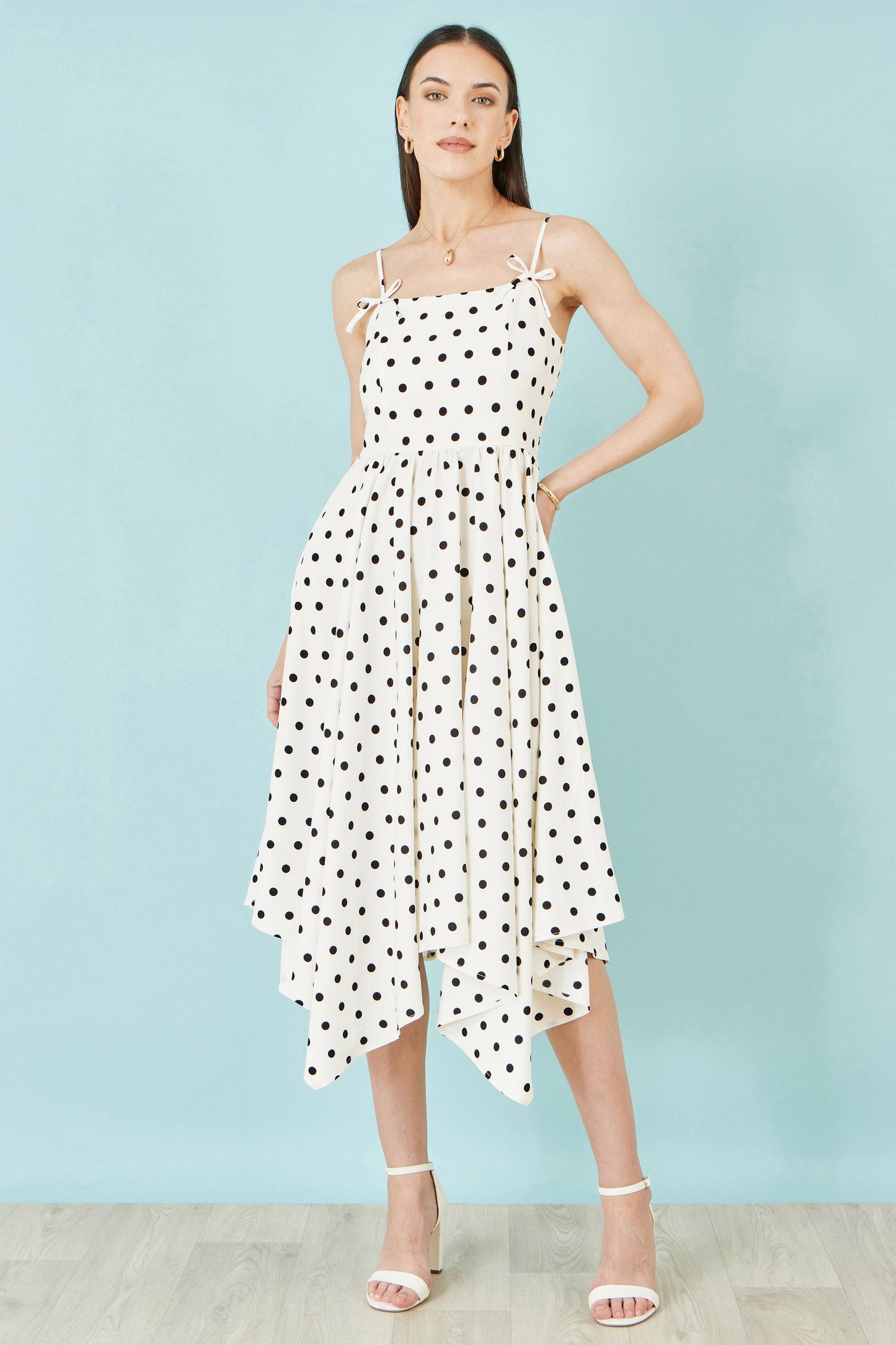 Polka Dot Hankerchief Hem Dress