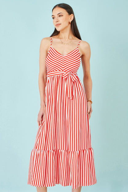 Red Stripe Midi Sun Dress