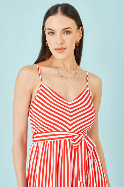 Red Stripe Midi Sun Dress