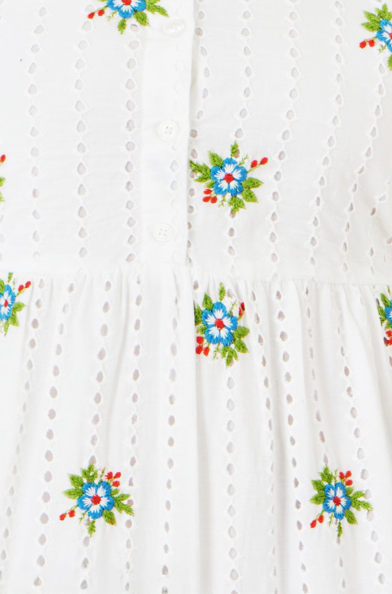 The Broderie – White Cotton Embroidered Midi Dress