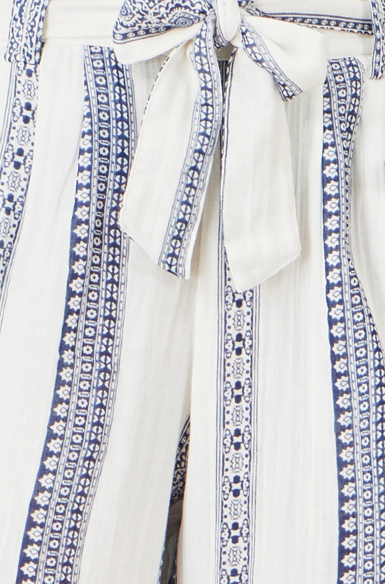 The Stripe Wide Leg – White Cotton Cropped Trousers