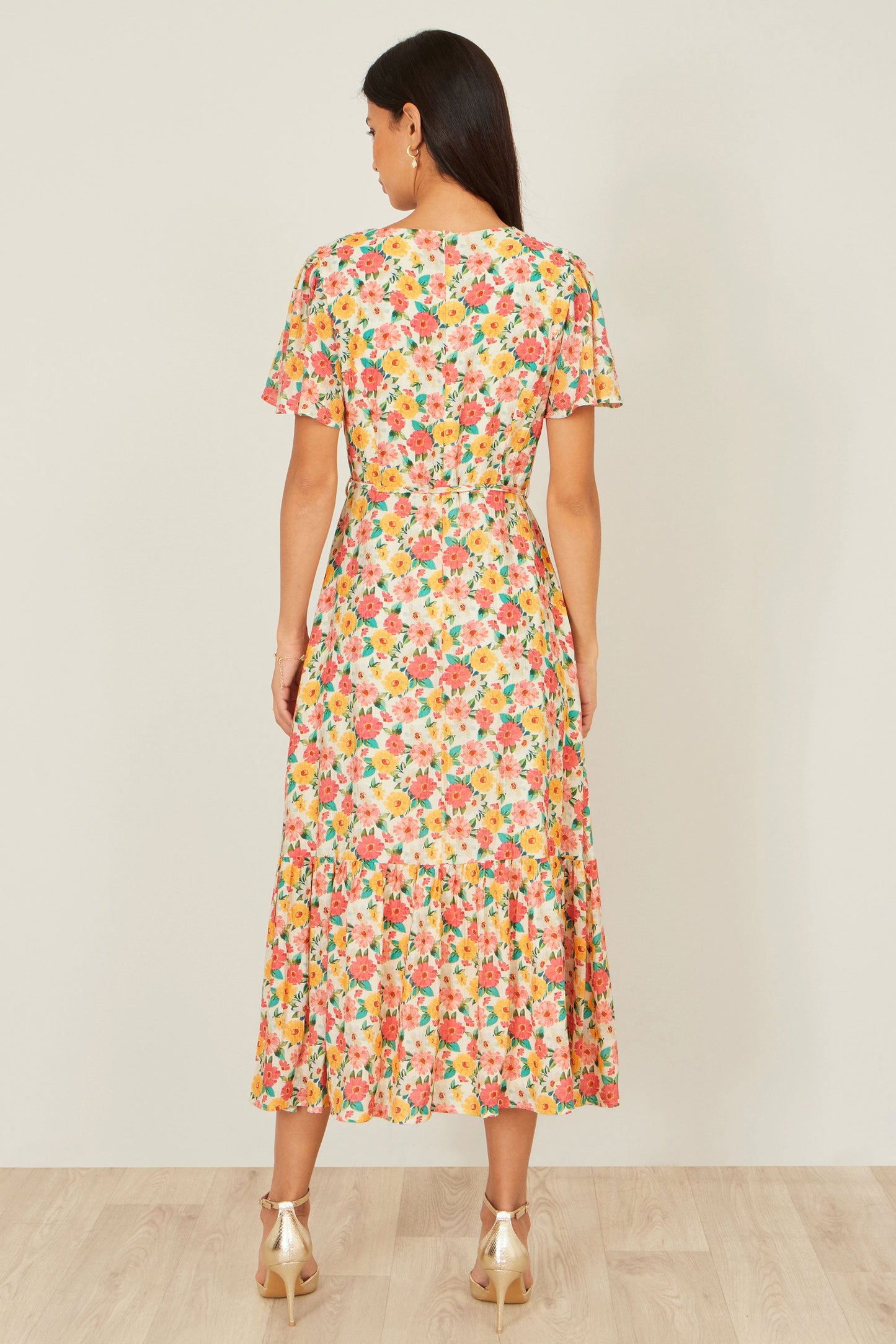 The Angel Sleeve – Floral Midi Tea Dress