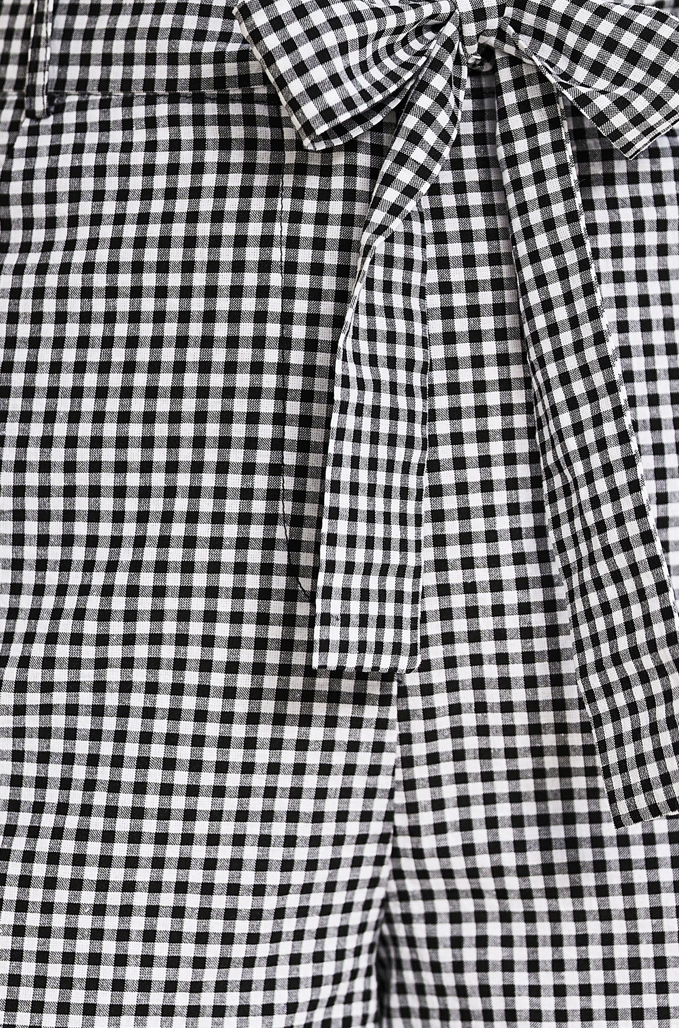 Black Cotton Gingham Tie Belt Shorts
