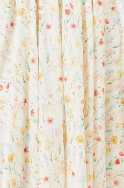 White Botanical Embroidery Fabric Handkerchief Hem Dress
