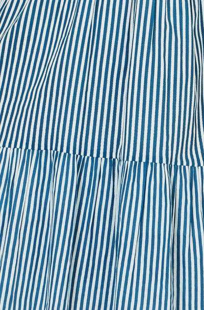 Blue Stripe Cotton Mini Sun Dress