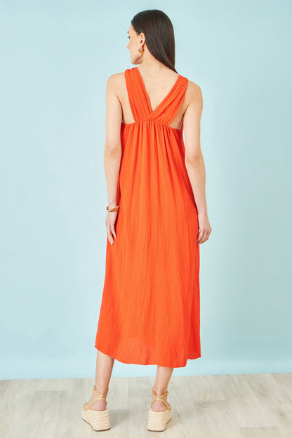 Orange Viscose Maxi Beach Dress
