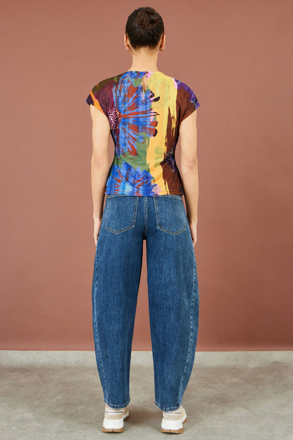 Multicolour Floral Mesh Top