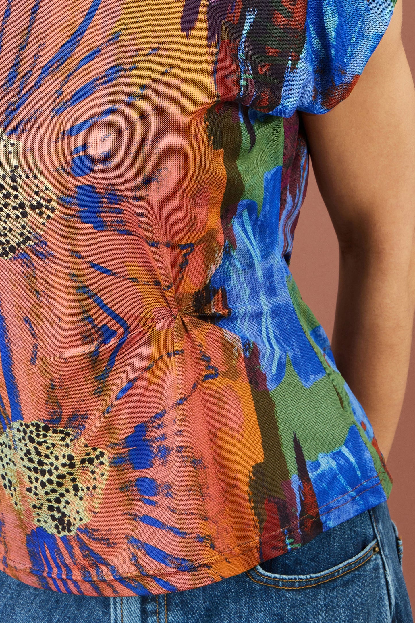 Multicolour Floral Mesh Top
