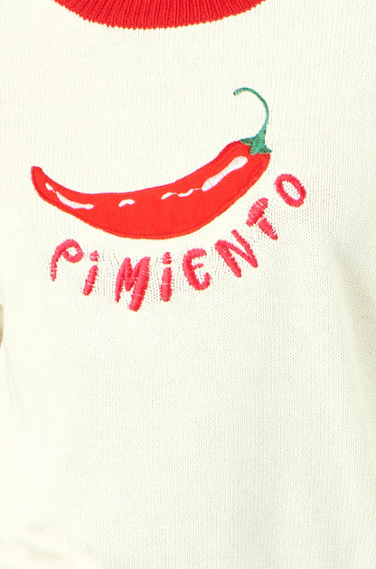 The Pimiento – Ivory Chilli Cotton Knit Top