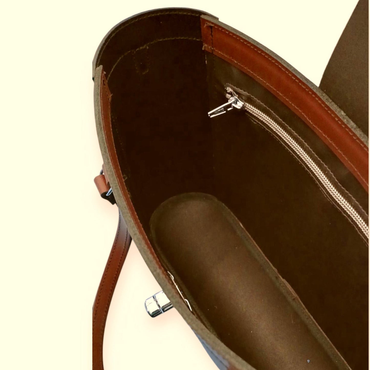 Leather Mini Twist Lock Shopper Bag – Chestnut