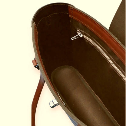 Leather Mini Twist Lock Shopper Bag – Chestnut