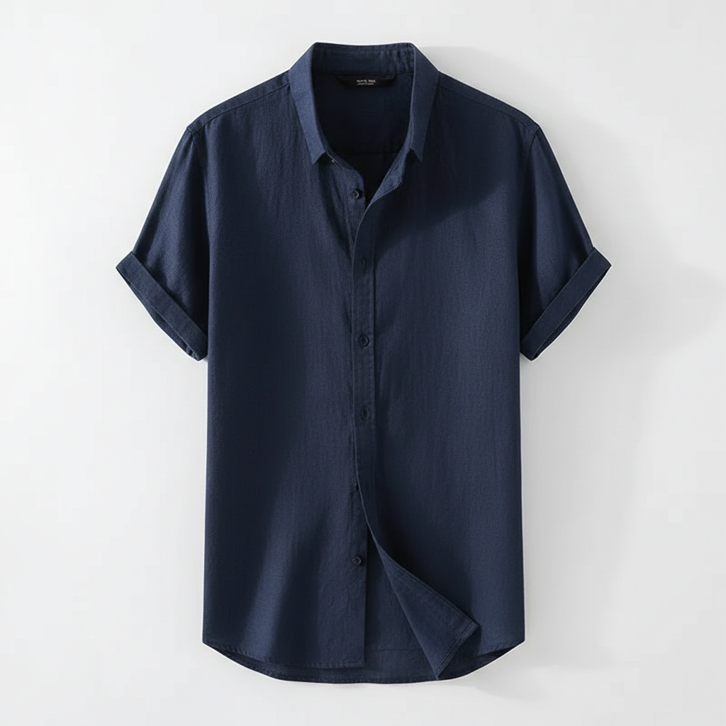 Navy Blue Linen Shirt
