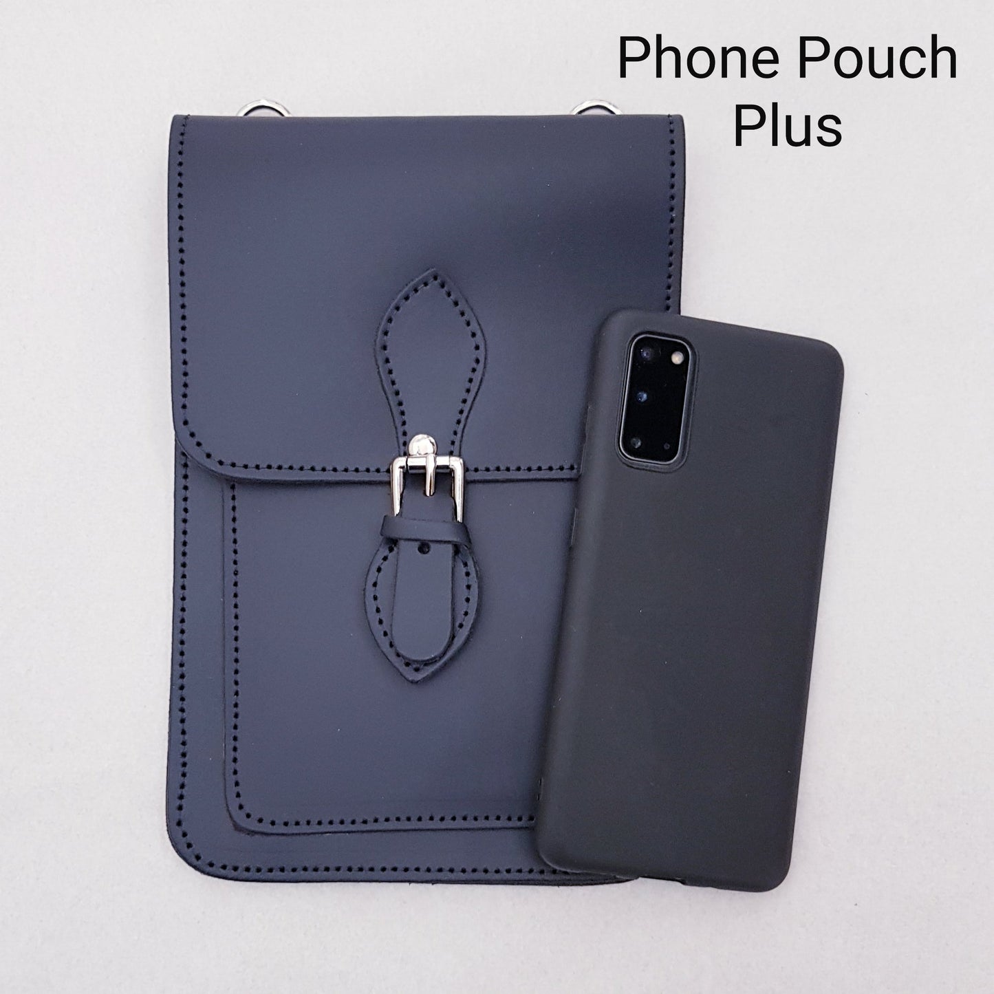 Handmade Leather Mobile Phone Pouch Plus - Purple