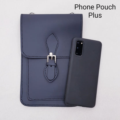 Handmade Leather Mobile Phone Pouch Plus - Purple