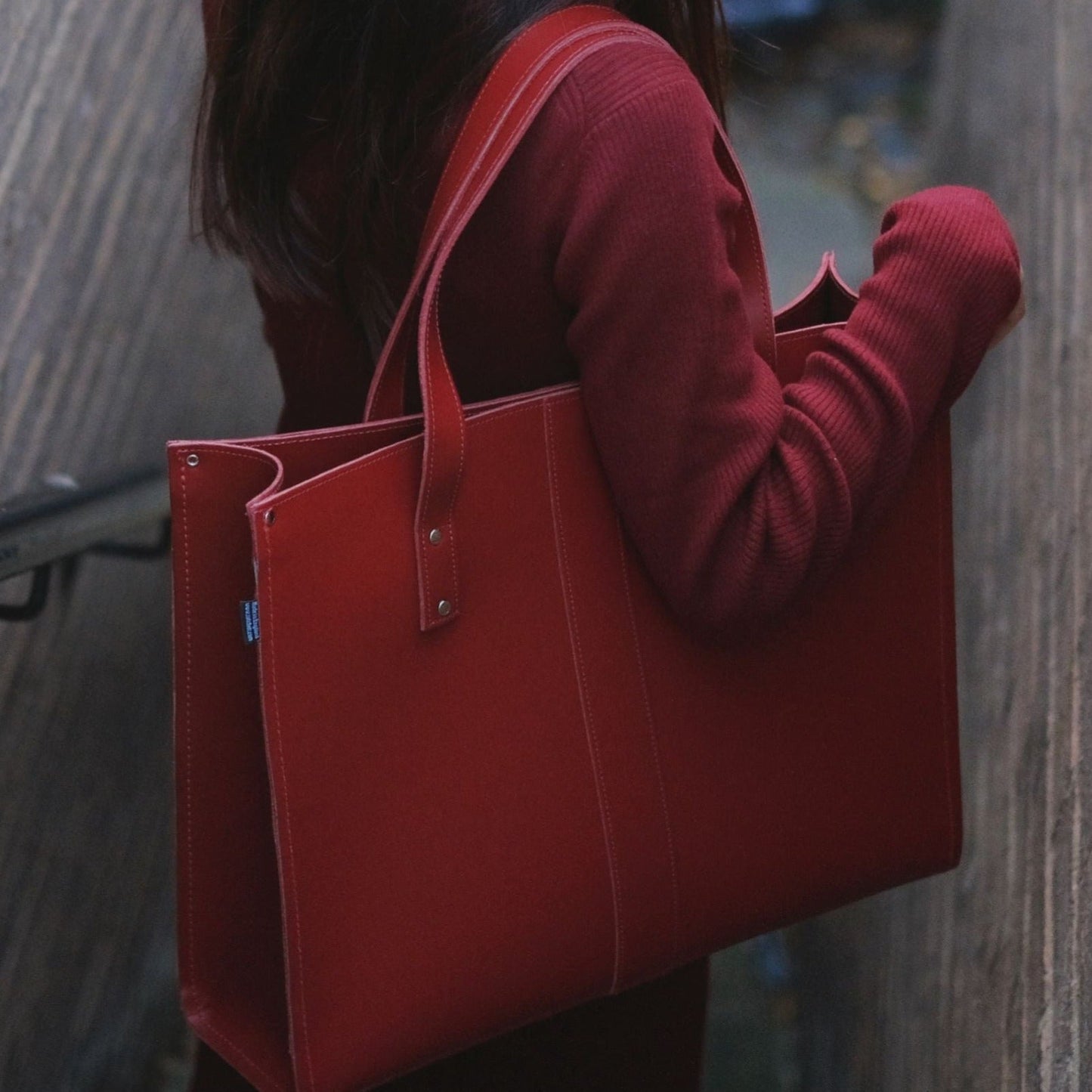 Handmade Leather Shopper – Red