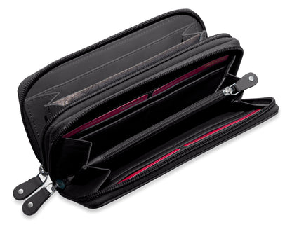 Gabriella RFID Leather Double Zip Around Purse - Bascora